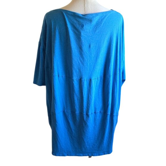 Lululemon Back In Action Pima Cotton Blue Boat Neck Top Womens Size 20 - Picture 3 of 16